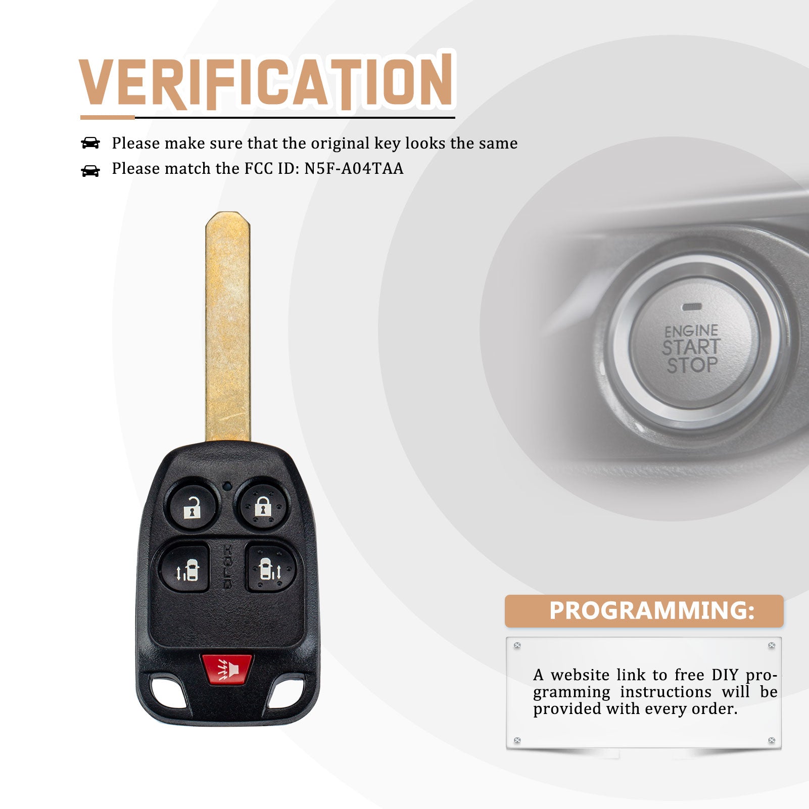 New Keyless Entry Replacement Car Key Fob for 2011/2012/2013/2014 Honda Odyssey with FCC ID: N5F-A04TAA H5SA