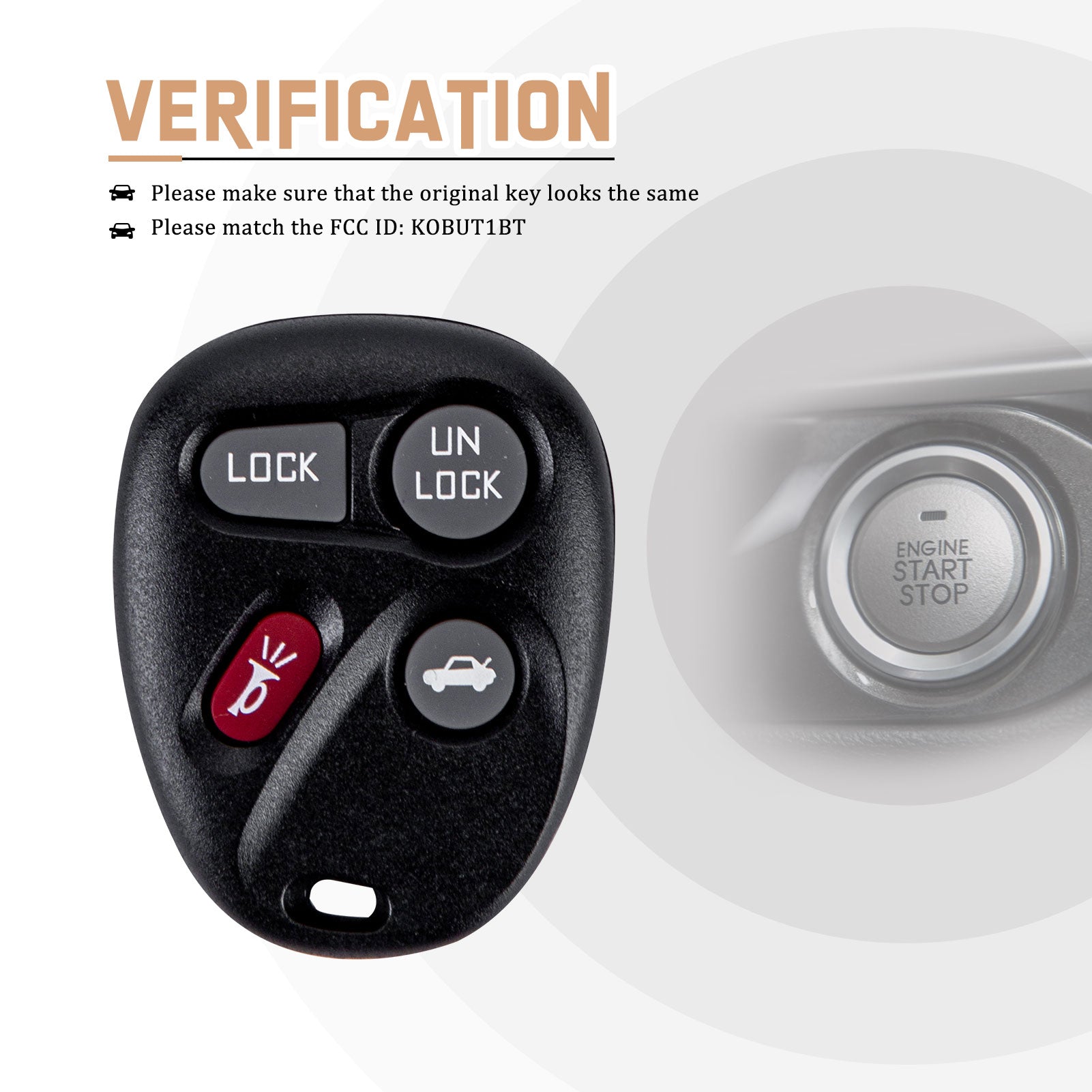 New Keyless Entry Replacement Car Key Fob for Astro Blazer Jimmy Safari Bravada 1998/1999/2000/2001 with FCC ID: KOBUT1BT P/N: 15732805 C4RM(5)