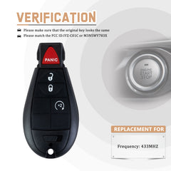 Replacement Car Key Fob for D0DGE JEEP with FCC ID: IYZ-C01C or M3N5WY783X 433MHZ KR-D4RBV05