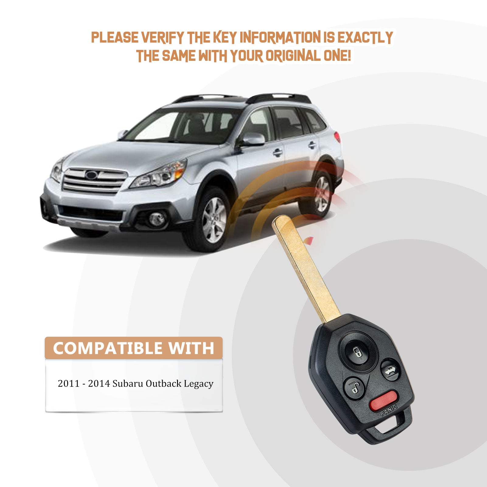 Replacement Car Key Fob for 2011/2012/2013/2014 Sub-ru Outback Legacy FCC ID: CWTWB1U811 IC: 1788D-FWBU811 CHIP: G CHIP G4SD