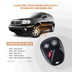 New Keyless Entry Replacement Car Key Fob for 2004-2007 Rainier 2002-2007Trailblazer 2002-2007Envoy 2003-2008 Ascender 2002-2004 Oldsmobile Bravada with FCC ID: MYT3X6898B C3RE(10)