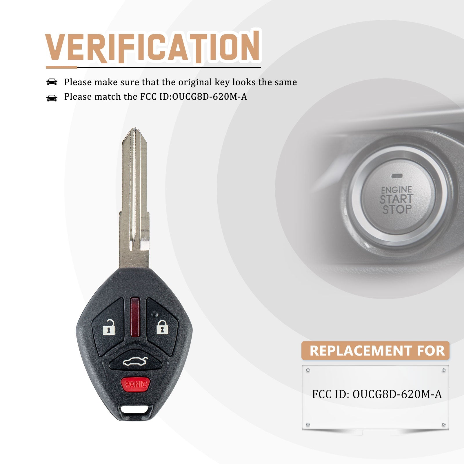 Car Key Fob Replacement for 2008/2009/2010/2011/2012 Galant Eclips with FCC ID: OUCG8D-620M-A 313.8MHZ M4SB