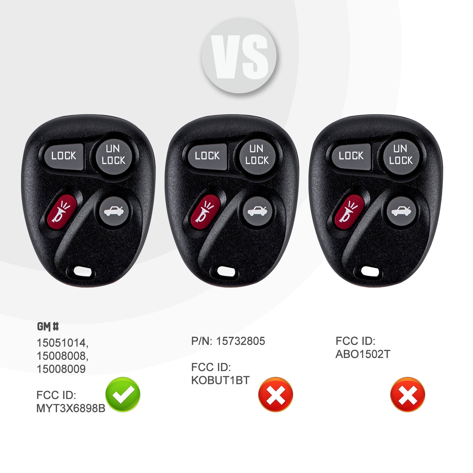 New Keyless Entry Replacement Car Key Fob for Envoy Trailblazer with FCC ID: MYT3X6898B GM # 15051014, 15008008, 15008009 C4RF(5)