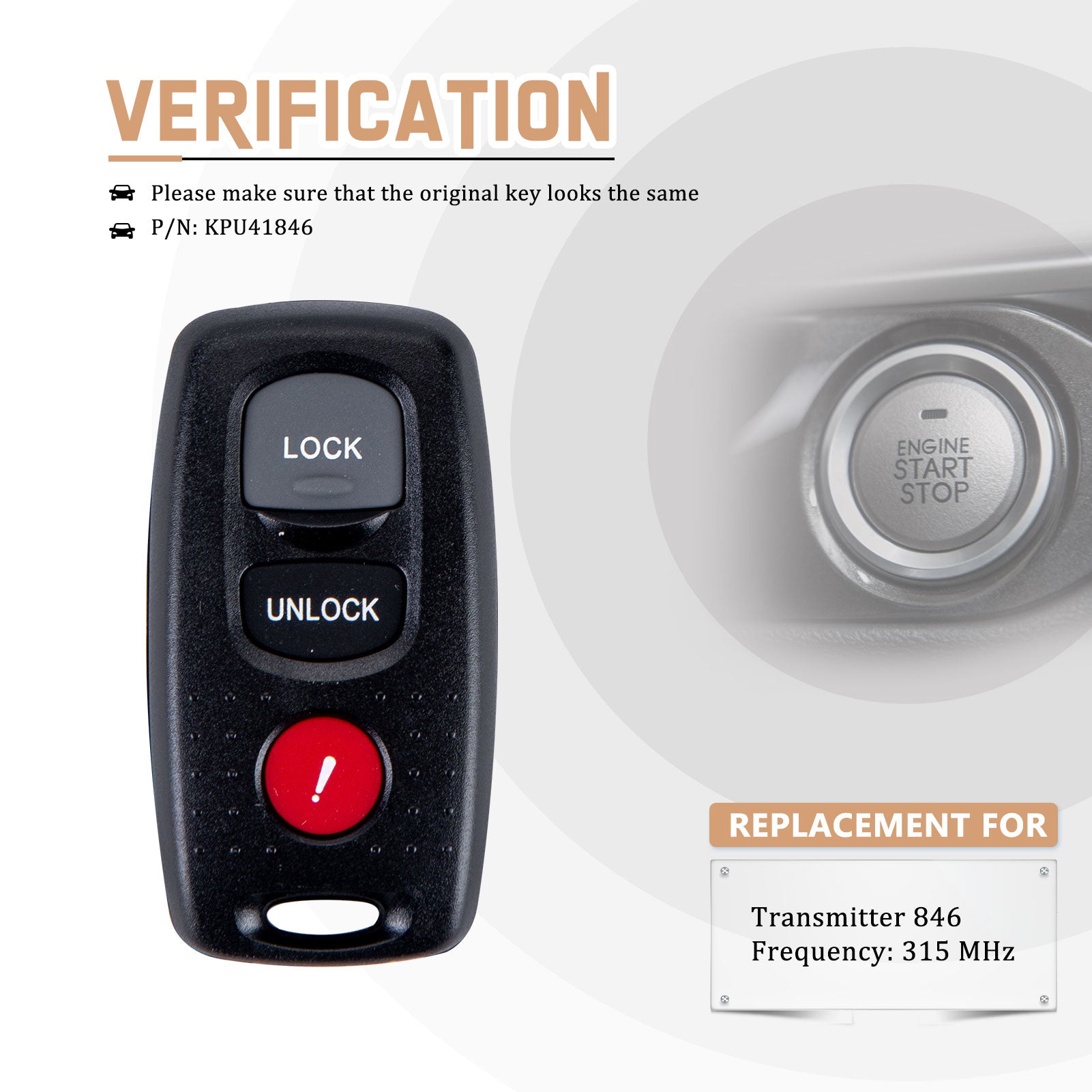 Car Key Fob Replacement for 2004 2005 M-zda 3 6 with FCC ID: KPU41846 315MHZ M3RC