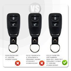 Remote Key Fob Replacement for 2006-2011 Hyundai Accent with FCC ID: PLNHM-T002 and Part Numbers: 95430-1E011, 95430-15011 315 MHz K3RG