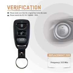 New Replacement Car Key Fob for 2013/2014/2015/2016/2017 Hyundai Elantra GT 2011/2012/2013/2014 Accent with FCC ID: TQ8RKE-3F03 Frequency: 315MHZ K4RH(10)