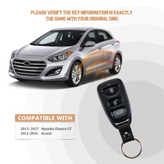 New Replacement Car Key Fob for 2013/2014/2015/2016/2017 Hyundai Elantra GT 2011/2012/2013/2014 Accent with FCC ID: TQ8RKE-3F03 Frequency: 315MHZ K4RH(5)