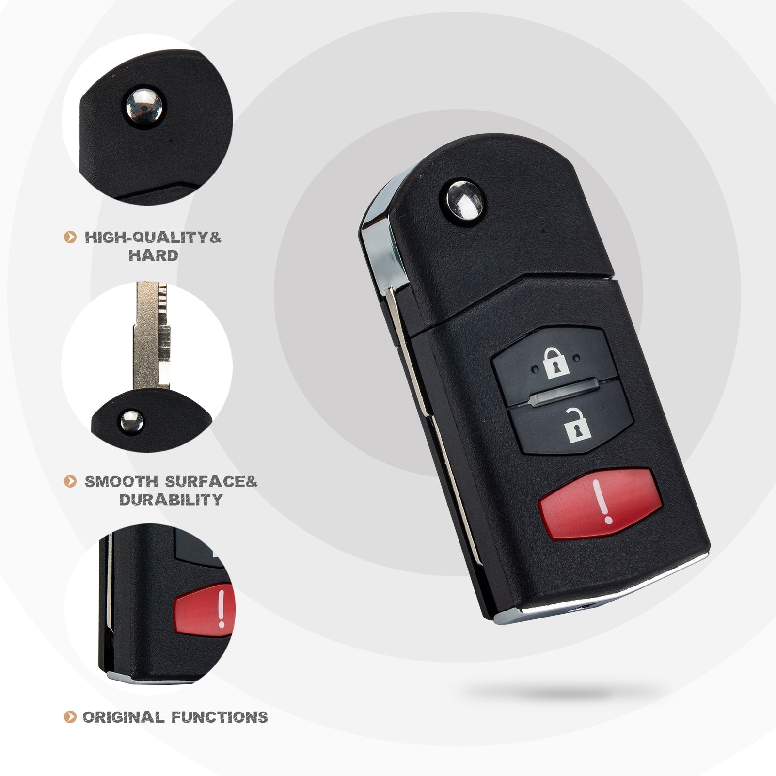 New Flip Remote Replacement for 2005/2006/2007/2008/2009/2010 MZDA 6 Sedan 2005/2006/2007/2008 RX-8 with P/N: KPU41788 M4SC(10)