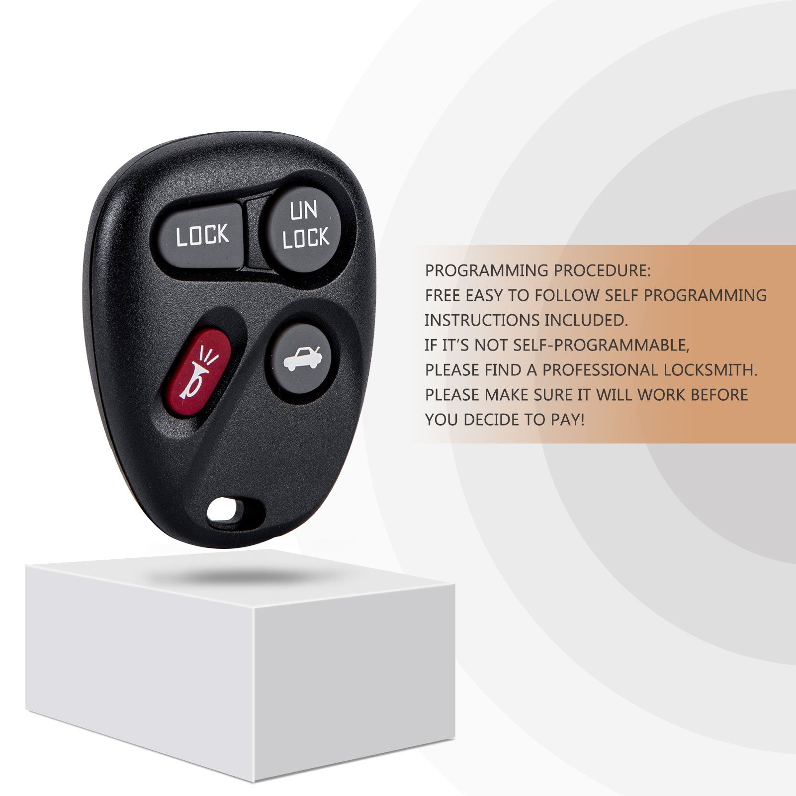 New Keyless Entry Replacement Car Key Fob for 1996/1997/1998/1999/2000 Tahoe with FCC ID: ABO1502T C4RH(5)