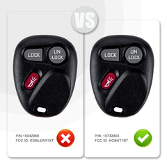 New Keyless Entry Replacement Car Key Fob for 1999/2000/2001 Silverado 2000-2001 Suburban 2000-2001 Tahoe Sierra Yukon with FCC ID: KOBUT1BT P/N: 15732803 C3RH