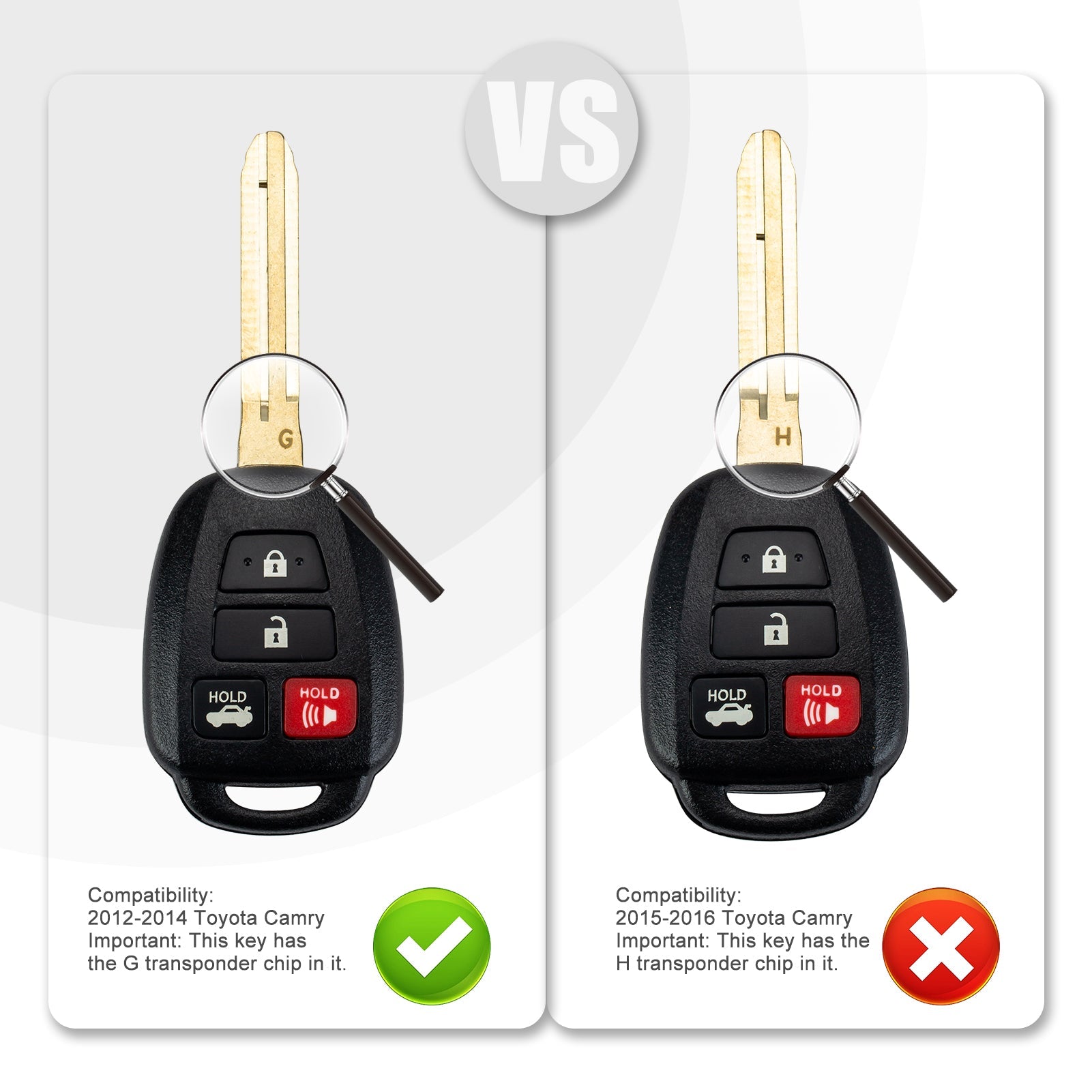 New Key Fob Replacement for 2012/2013/2014 Toyota Camry with FCC ID:HYQ12BDM G chip T4SB(5)