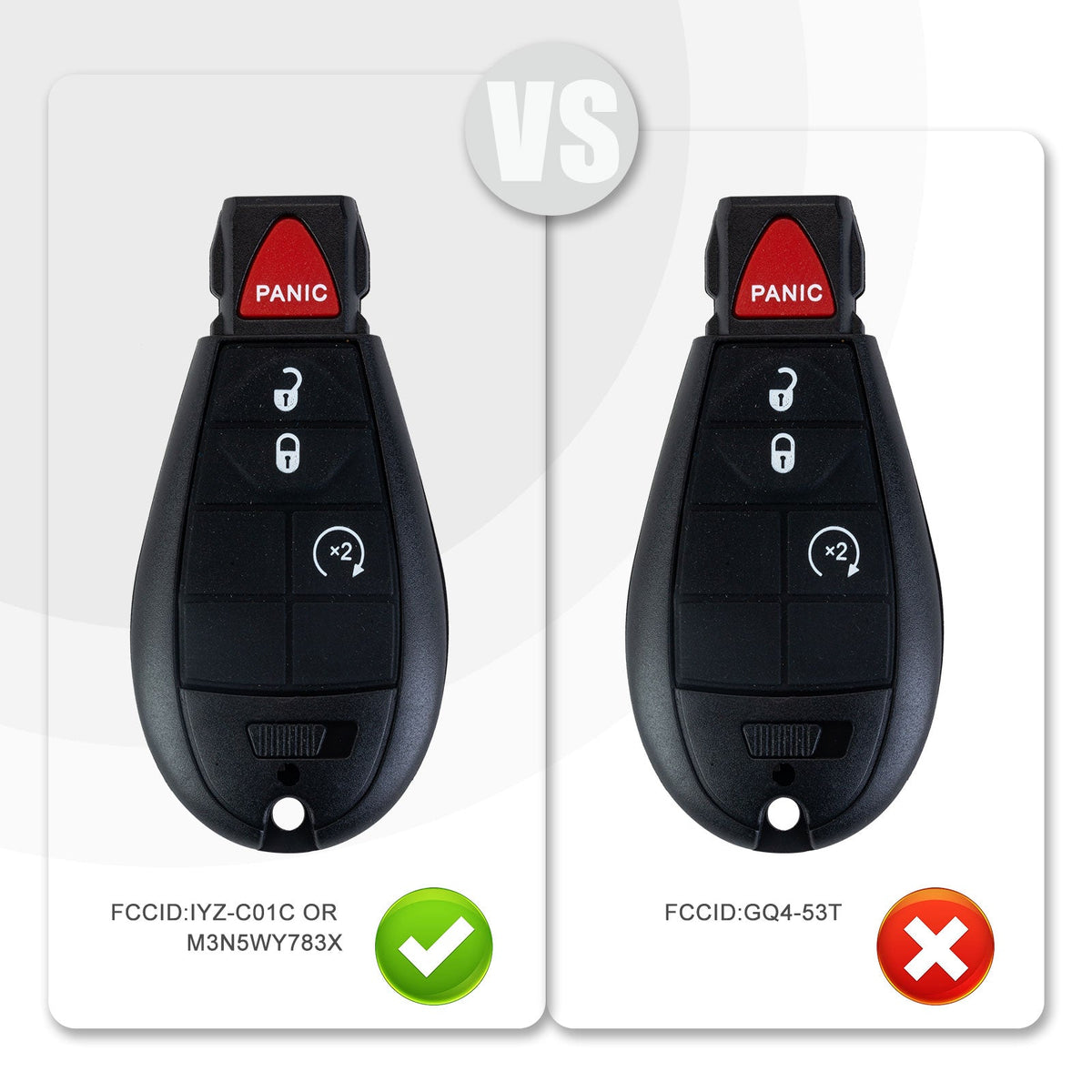 Replacement Car Key Fob for D0DGE JEEP with FCC ID: IYZ-C01C or M3N5WY783X 433MHZ KR-D4RBV05