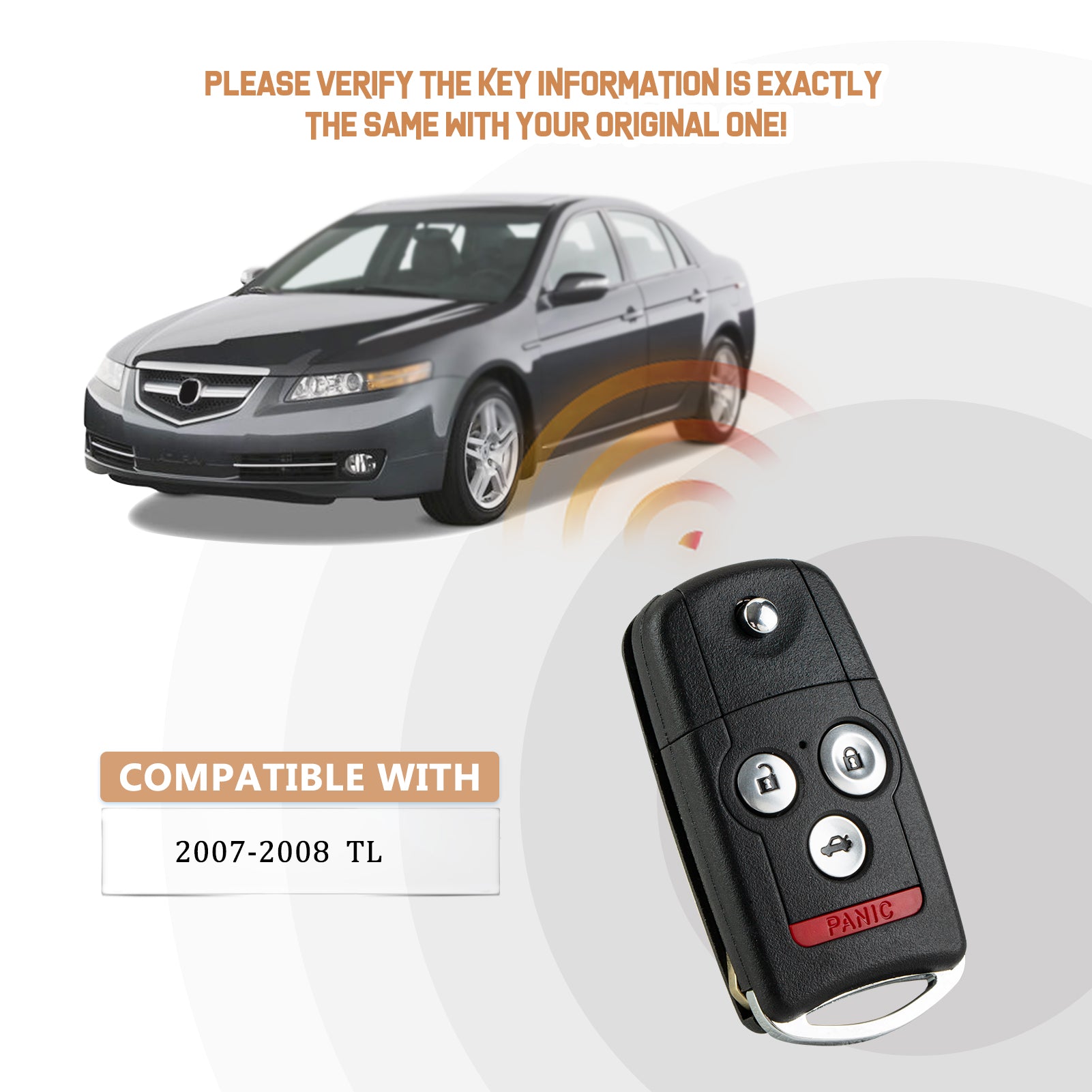 New Replacement for TL 4 Button Flip Remote Key with Part Numbers: ID 46, OUCG8D-439H-A, 850G-G8D439HA, RVLOMG806-302, 35111-SEP-306, 35111-SEP-307 A4SA