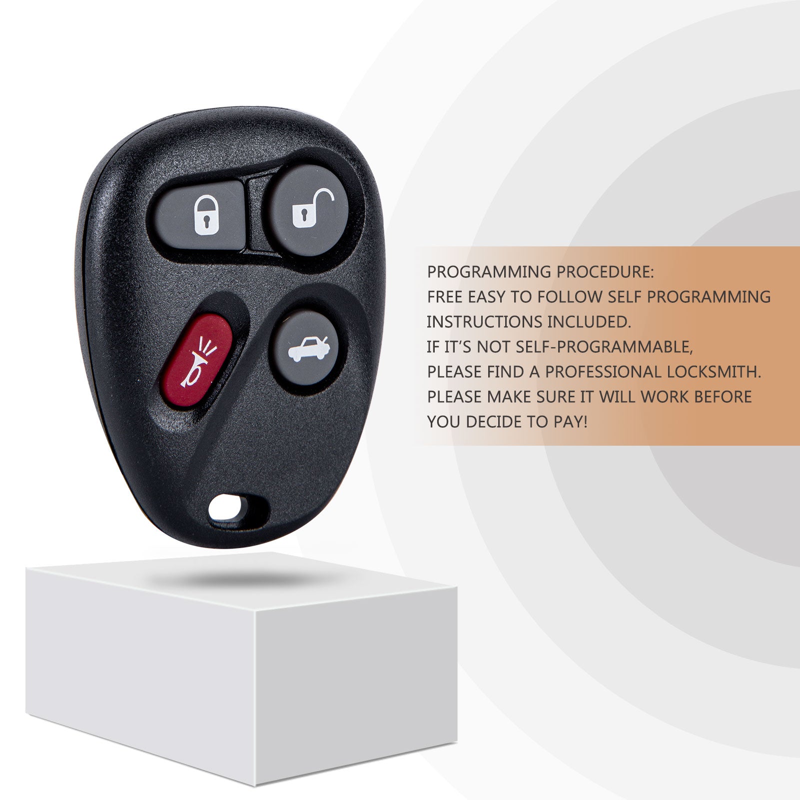 New Keyless Entry Replacement Car Key Fob for Selected Cars with P/N:25695954/25695955/25695966/25695967/15184352/15184353/15752330/15043458/10443537 FCC ID: KOBLEAR1XT C4RD