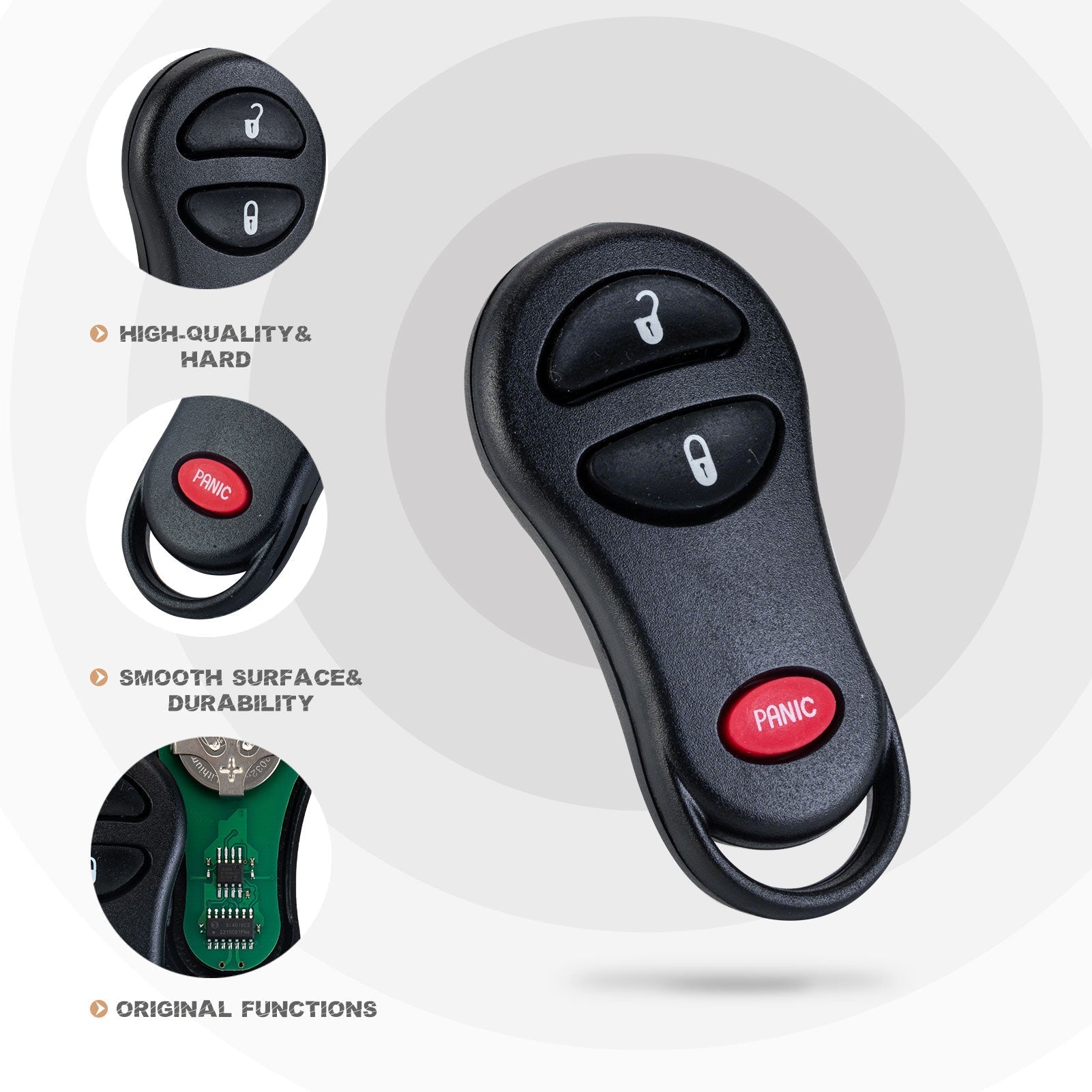 Brand New Self Programmable Car Key Fob Replacement for Dodge&Chrysler 3 Button with FCC ID: GQ43VT17T D3RB(10)