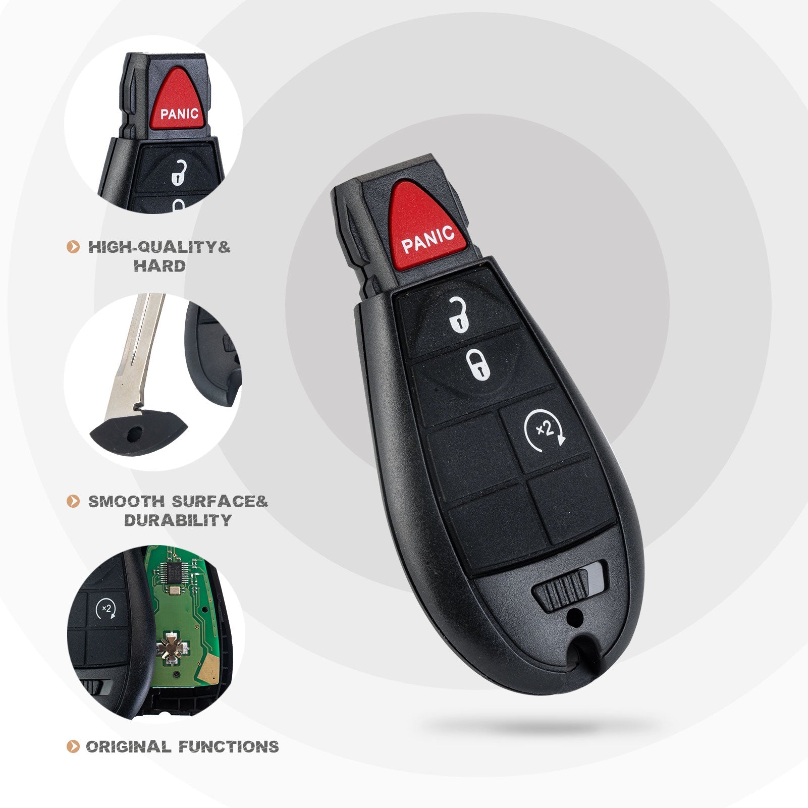 Replacement Car Key Fob for D0DGE JEEP with FCC ID: IYZ-C01C or M3N5WY783X 433MHZ KR-D4RBV05