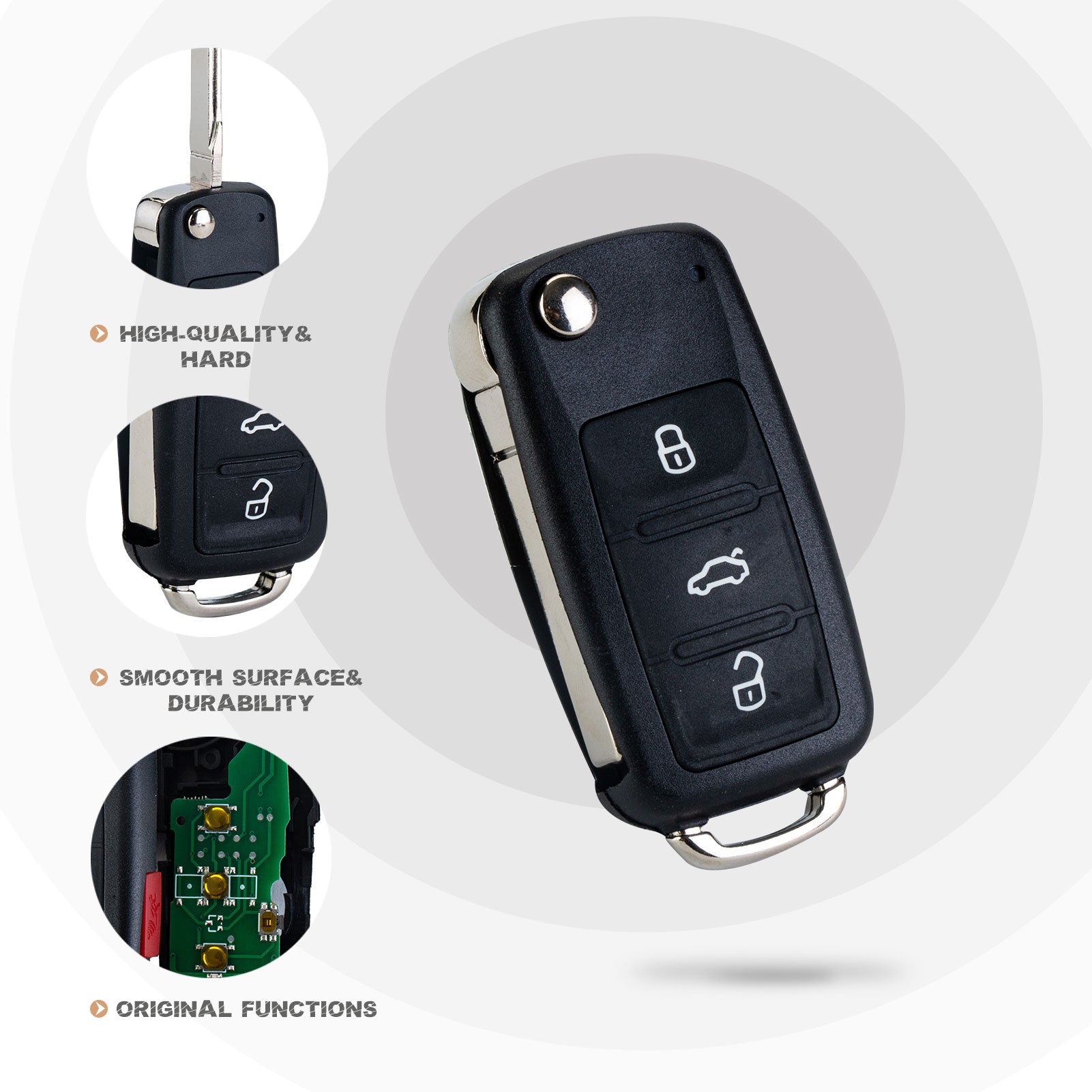 Brand New New Car Key Fob Replacement for 2011/2012/2013/2014/2015/2016 VW Jetta Passat Beetle with NBG010180T 5K0-837-202-R / 5K0-837-202-F / 5K0-837-202-A / 5K0-837-202-AE V4SB