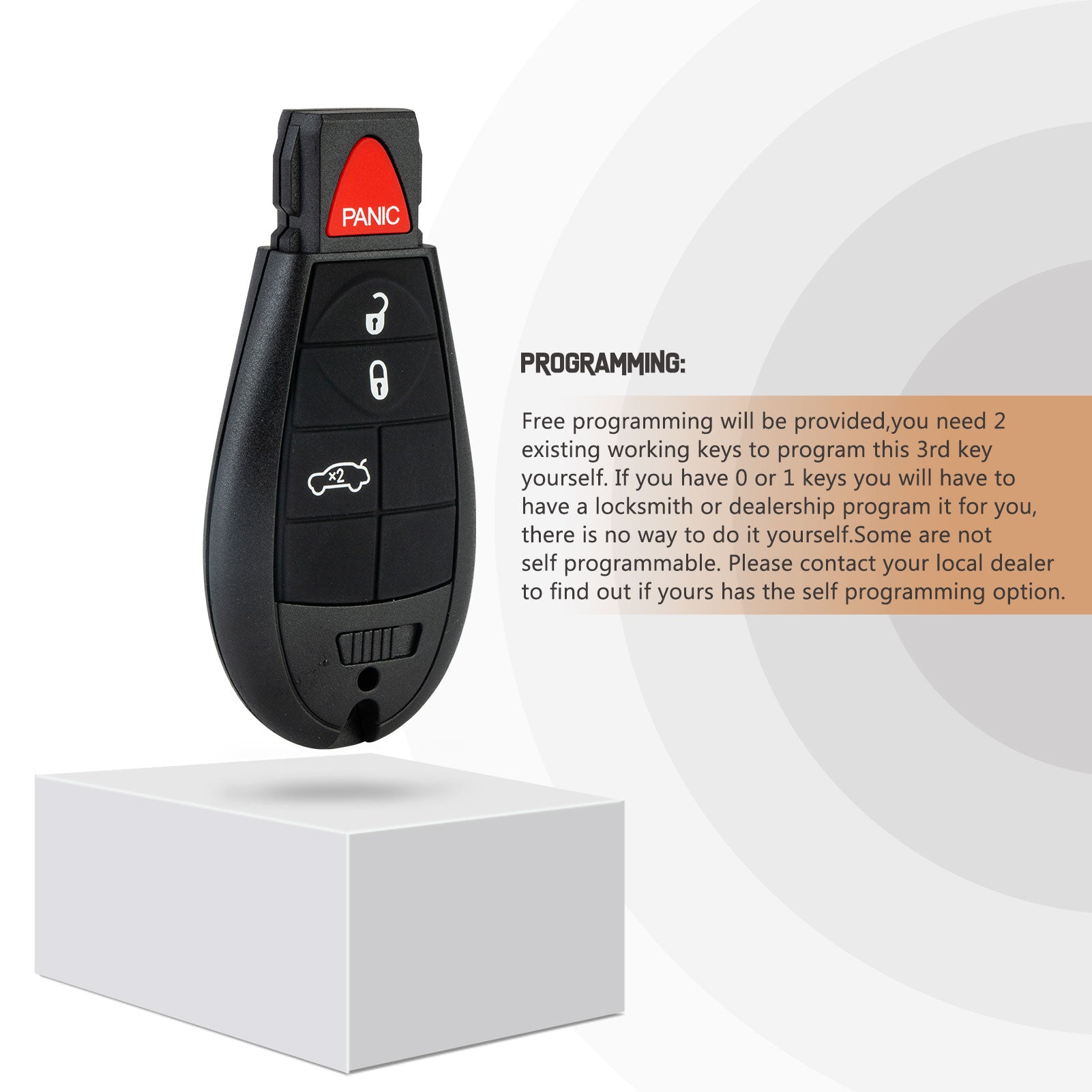 Replacement Car Key Fob for D0DGE Charger with FCC ID: IYZ-C01C or M3N5WY783X 433Mhz KR-D4RA