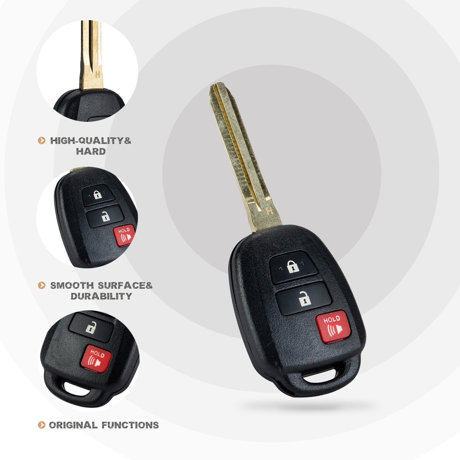 New Key Fob Replacement for 2013/2014/2015 Toyota Rav4 2014-2016 Prius C V with P/N: HYQ12BEL, H Chip T3SC(5)