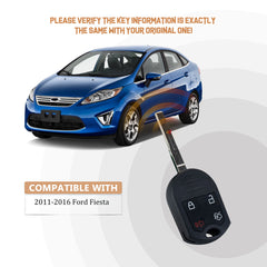 Brand New Car Key Fob Replacement for 2011/2012/2013/2014/2015/2016 Fiesta with FCC ID: CWTWB1U793 P/N : 164-R7976 STRATEC : 5922964 F4SD