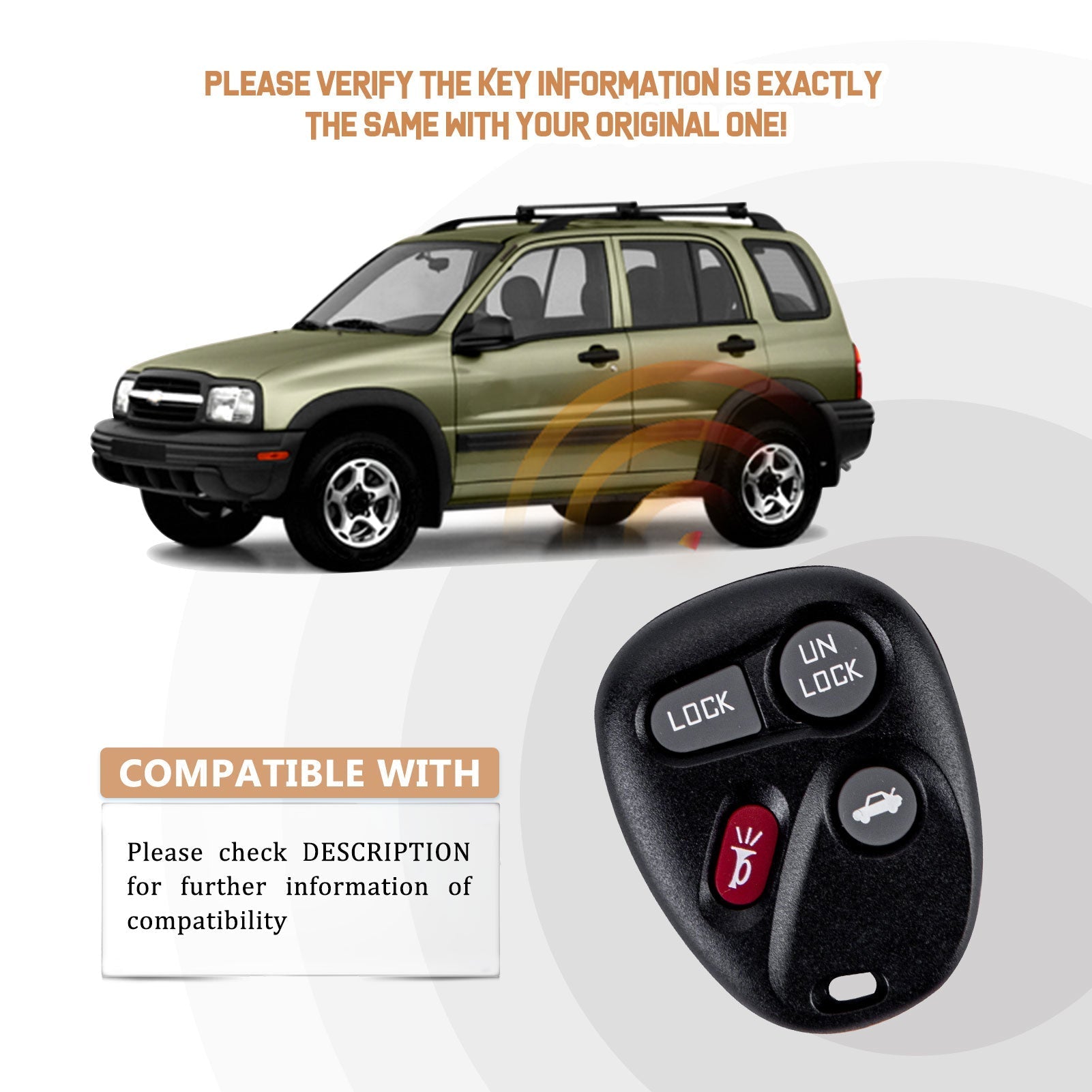 New Keyless Entry Replacement Car Key Fob for 1996/1997/1998/1999/2000 Tahoe with FCC ID: ABO1502T C4RH(10)