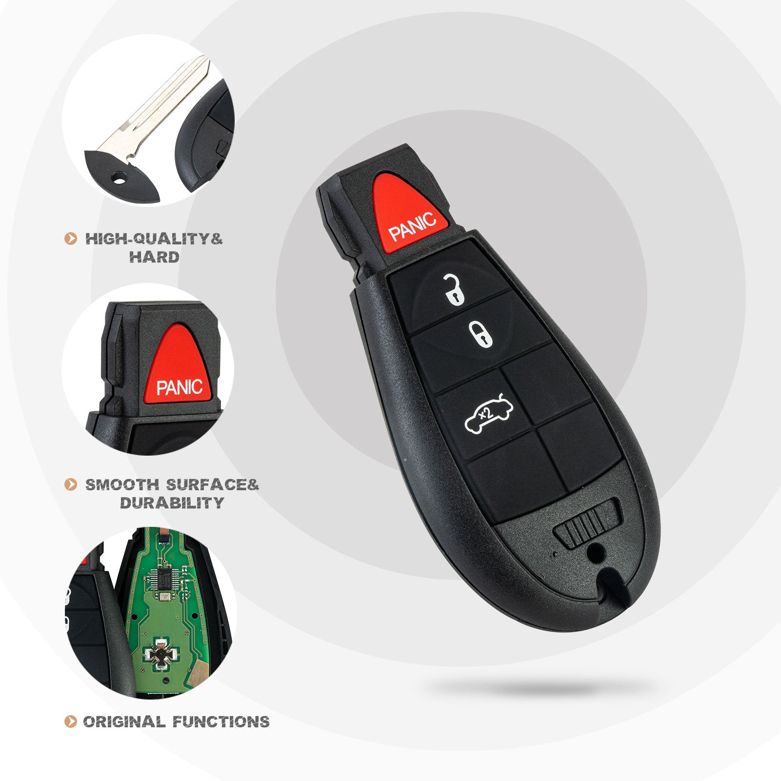 Replacement Car Key Fob for D0DGE Charger with FCC ID: IYZ-C01C or M3N5WY783X 433Mhz KR-D4RA