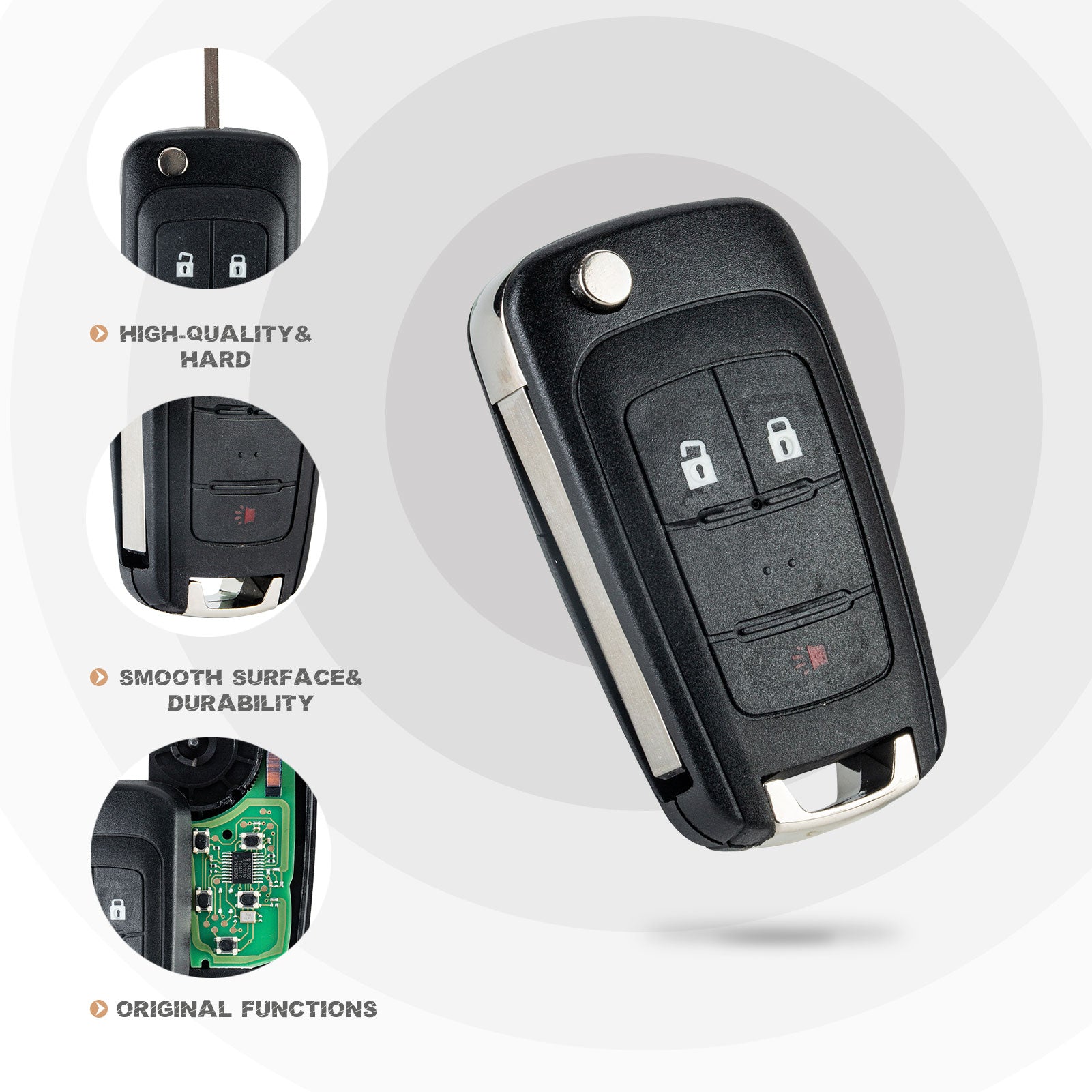 Car Key Fob Replacement for 2010/2011/2012/2013/2014/2015/2016/2017 Equinox Sonic GMC Terrain with FCC ID: OHT01060512 315MHZ C3SA