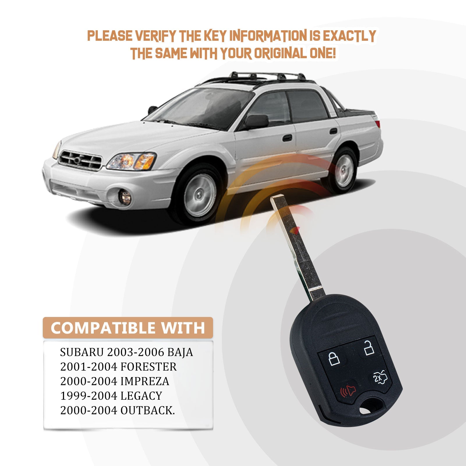 Brand New Car Key Fob Replacement for 2000/2001/2002/2003/2004 Outback Legacy Impreza with FCC ID: A269AUA111 G2RA(5)