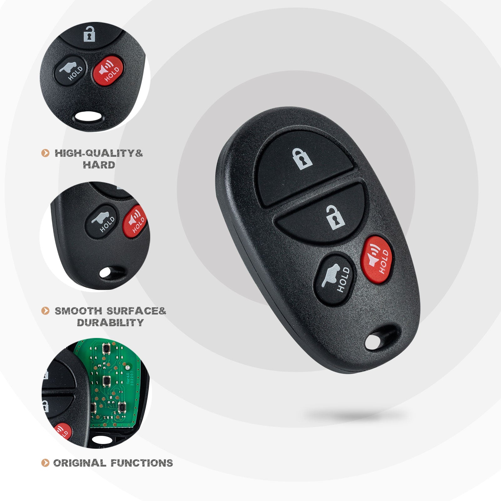 Car Key Fob Replacement for Highlander Sequoia 4 BTN Remote with FCC ID: GQ43VT20T 315MHZ T4RC