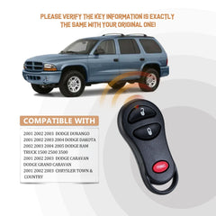 Brand New Self Programmable Car Key Fob Replacement for Dodge&Chrysler 3 Button with FCC ID: GQ43VT17T D3RB(10)