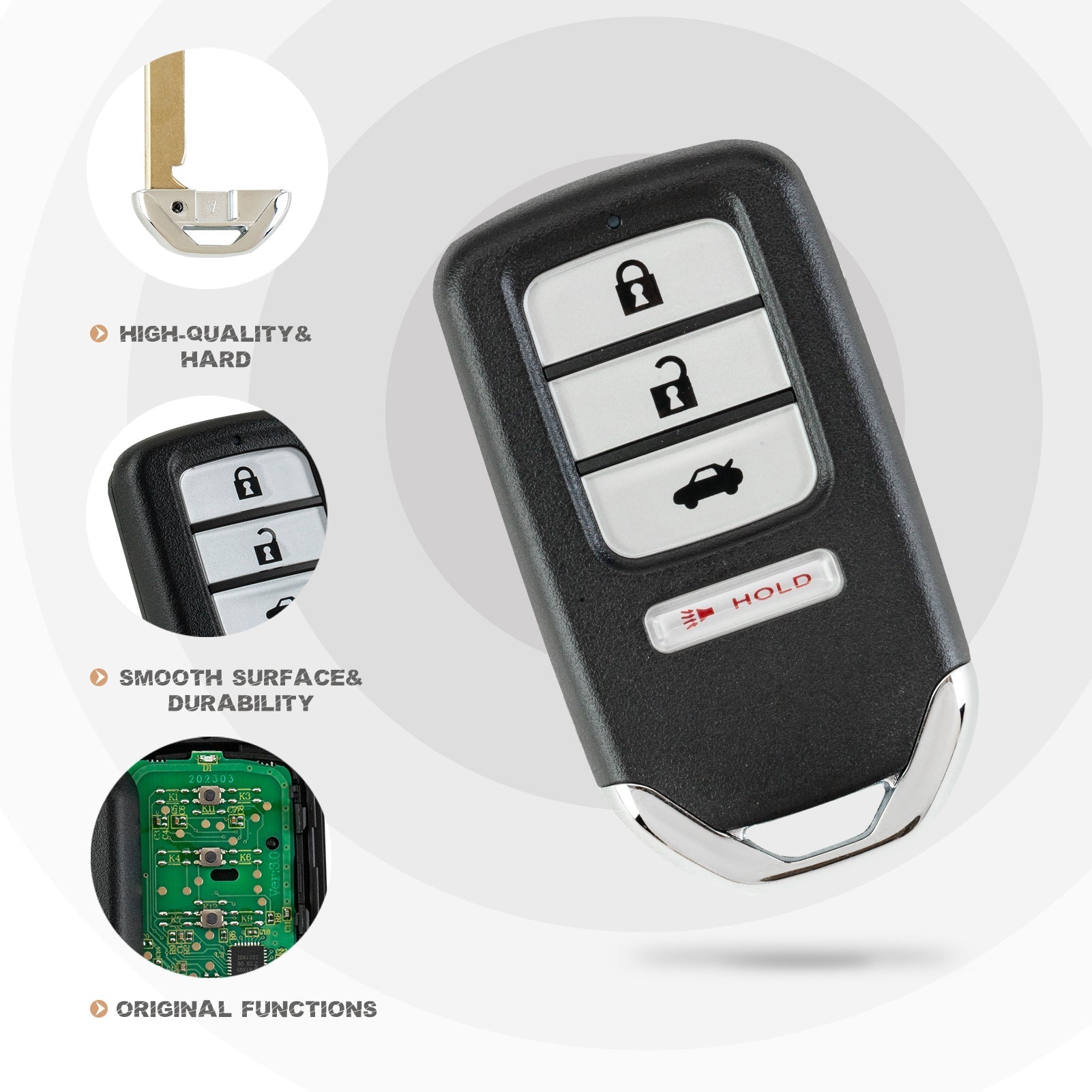 New Keyless Entry Replacement Car Key Fob for 2016/2017/2018/2019/2020 HR-V FCC: KR5V1X Frequency: 314 MHz Chip ID: NCF2952X / HITAG 3 / 47CHIP H4RD(10)