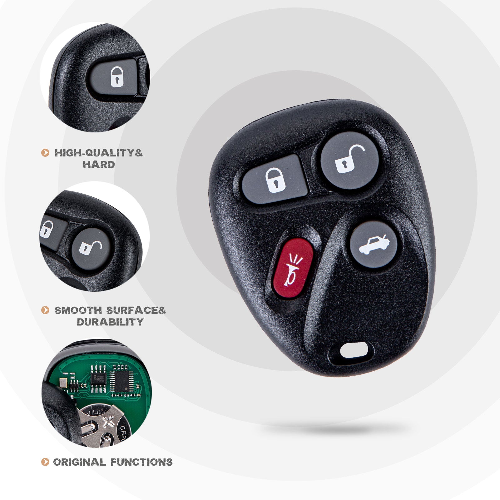 New Keyless Entry Replacement Car Key Fob for Selected Cars with P/N:25695954/25695955/25695966/25695967/15184352/15184353/15752330/15043458/10443537 FCC ID: KOBLEAR1XT C4RD