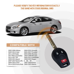 Brand New Car Key Fob Replacement for Nissan with FCC ID: CWTWB1U751 46 CHIP N3SA(5)