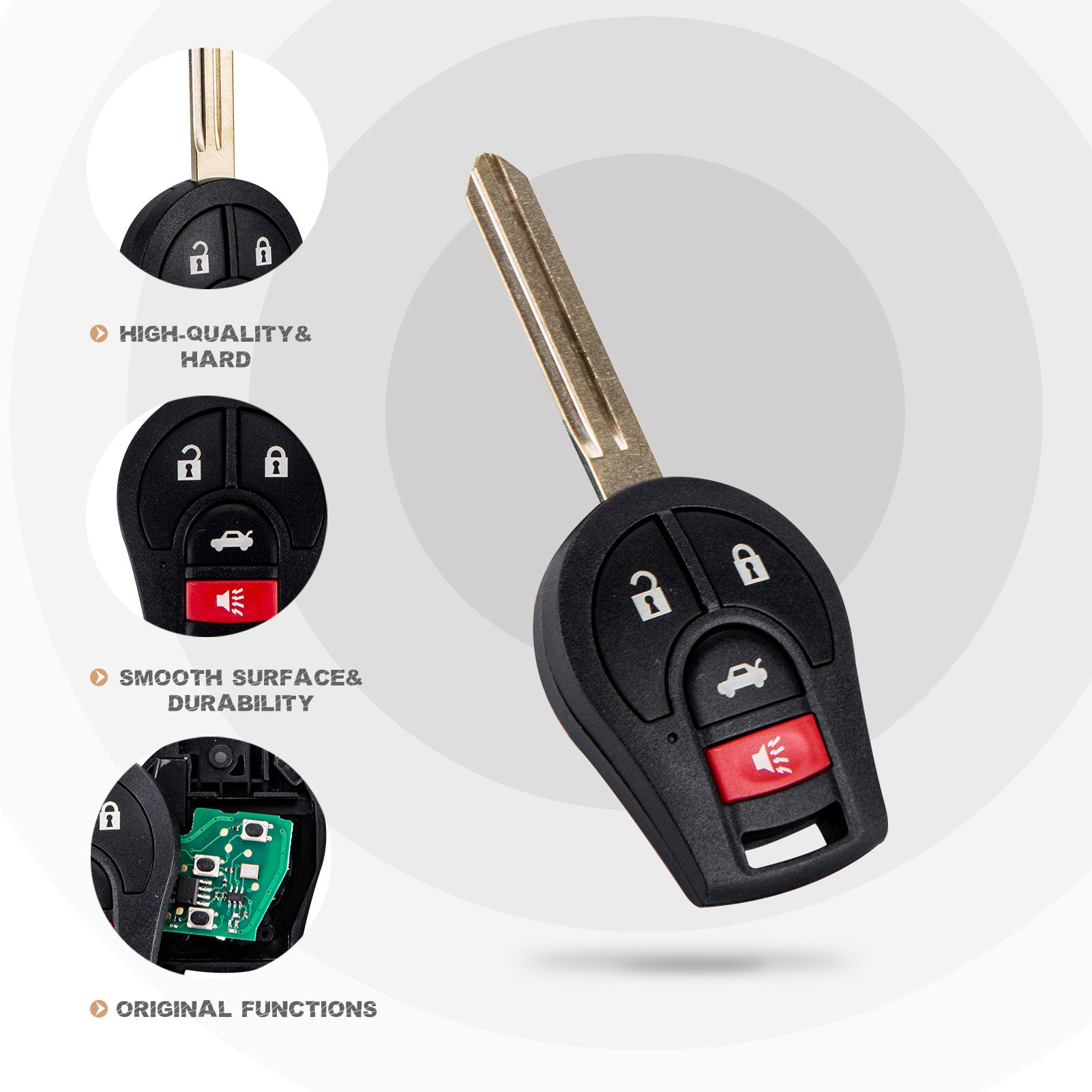 Replacement Car Key Fob for Nisan Head Key with FCC ID: CWTWB1U751 46 CHIP N4SA