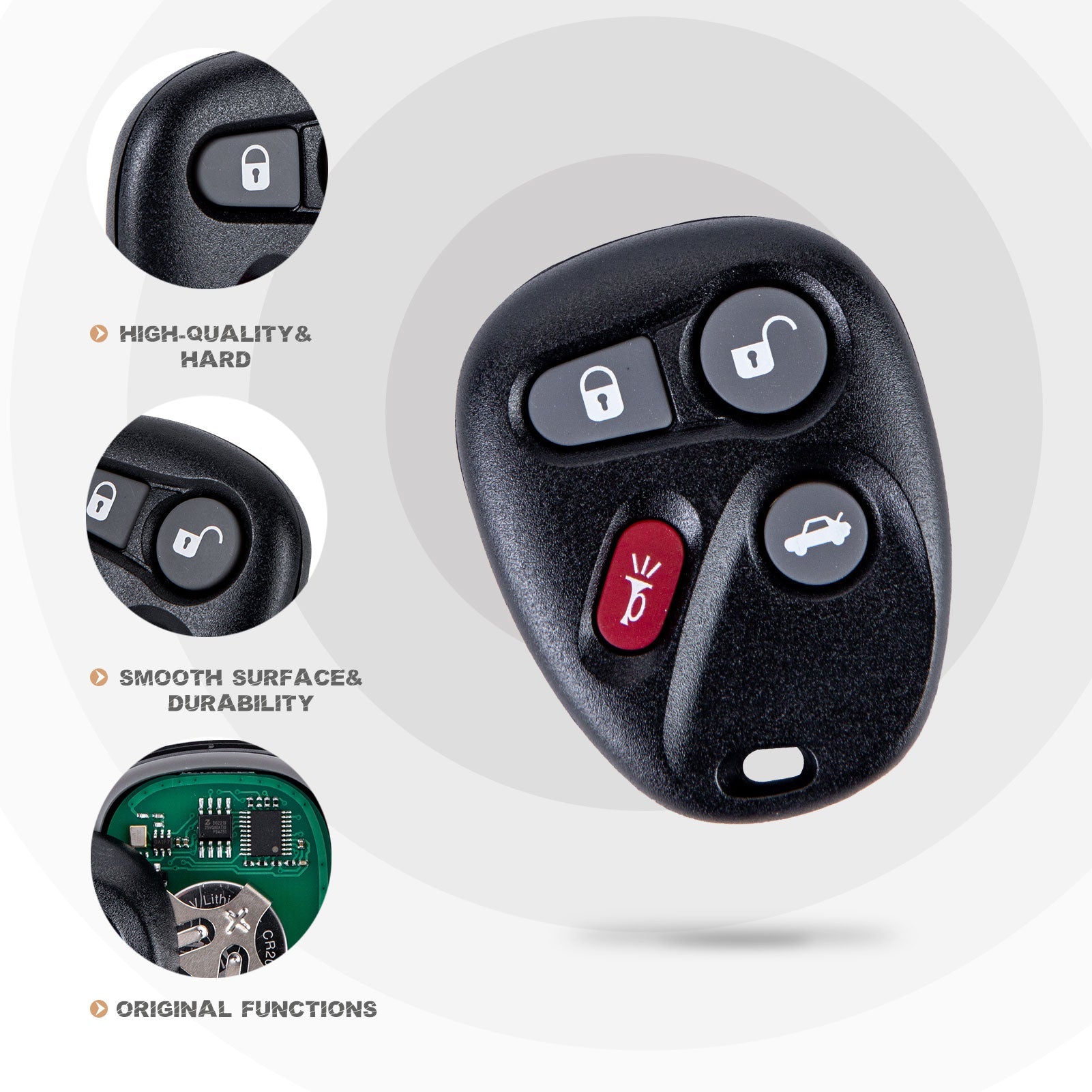 New Keyless Entry Replacement Car Key Fob for Selected Cars with P/N:25695954/25695955/25695966/25695967/15184352/15184353/15752330/15043458/10443537 FCC ID: KOBLEAR1XT C4RD(5)