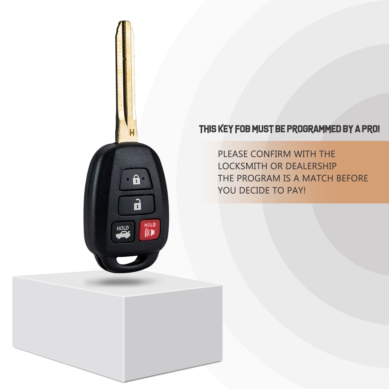 New Keyless Entry Replacement Car Key Fob for 2014/2015/2016/2017 Corolla ONLY H Chip with FCC ID:HYQ12BEL T4SH