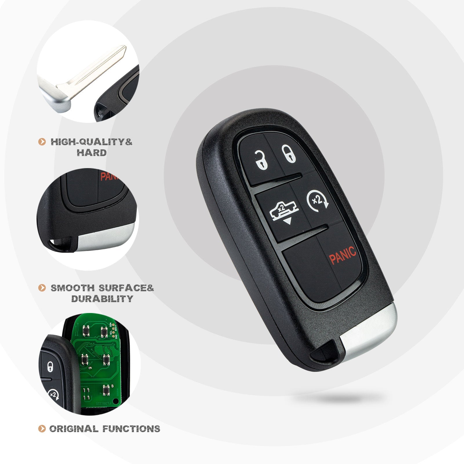 Replacement Car Key Fob for 2013/2014/2015/2016/2017/2018/2019 Ram 1500 2500 3500 Air Suspension with FCC ID: GQ4-54T 46 CHIP P/N:56046956 433Mhz D5RG