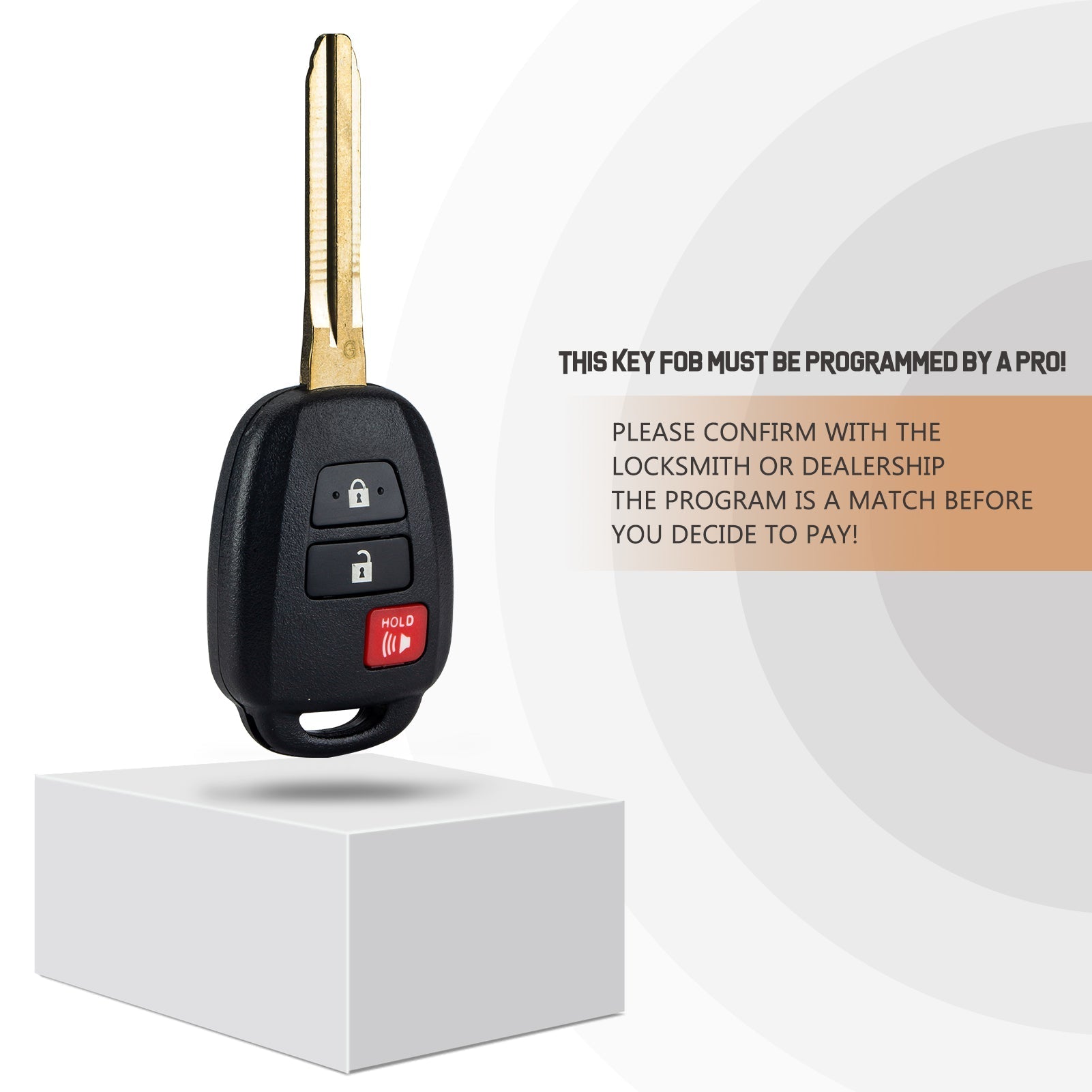 New Replacement Car Key Fob for 2012/2013/2014/2015/2016 Toyota Prius C with FCC ID: HYQ12BDM/1551A-12BDM/89070-06420 G CHIP T3SB(10)