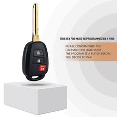 New Replacement Car Key Fob for 2012/2013/2014/2015/2016 Toyota Prius C with FCC ID: HYQ12BDM/1551A-12BDM/89070-06420 G CHIP T3SB(10)