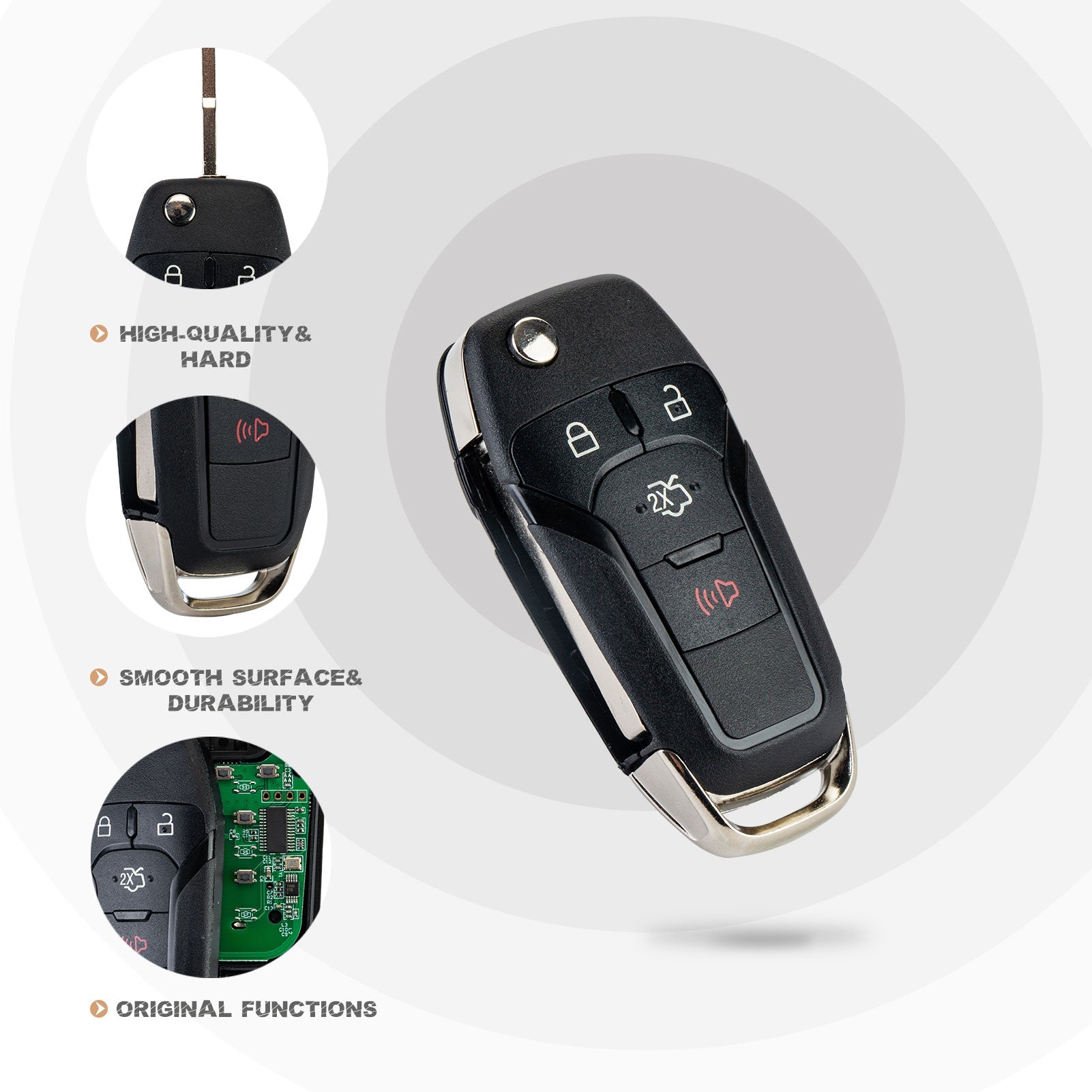 Replacement Car Key Fob for 2013/2014/2015/2016 Fusion with FCC ID: N5F-A08TAA Frequency : 315Mhz Service Key : HU101 F4SE