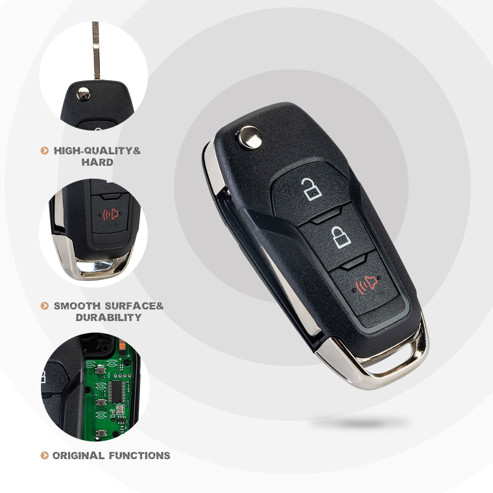 Replacement Car Key Fob for Ford 2015/2016/2017/2018/2019 F-150 with FCC ID: N5F-A08TAA IC: 3248-A08TAA P/N: 164-R8130 STRATTEC P/N: 5923667 315MHZ F3SC