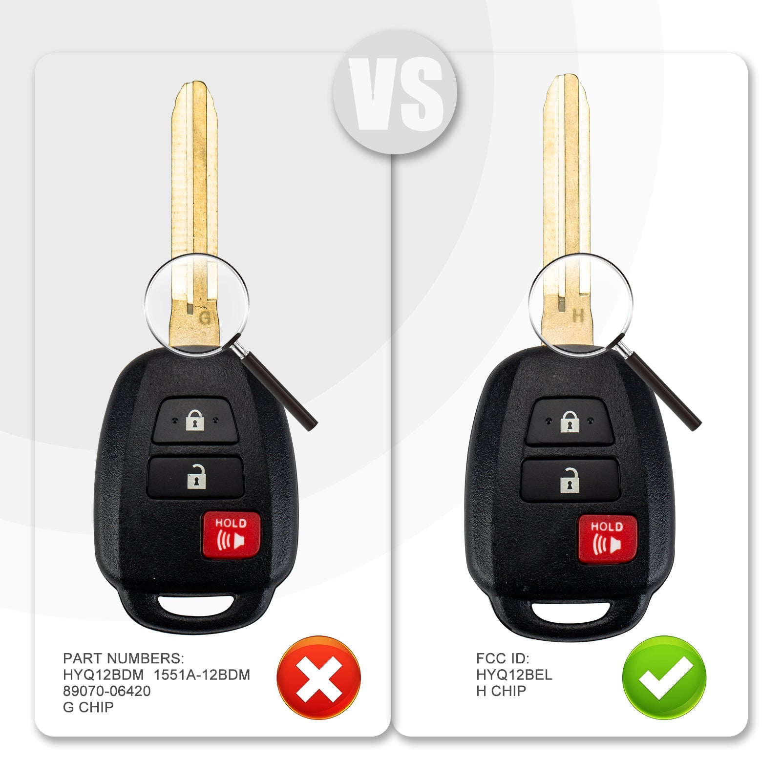 New Key Fob Replacement for 2013/2014/2015 Toyota Rav4 2014-2016 Prius C V with P/N: HYQ12BEL, H Chip T3SC(5)