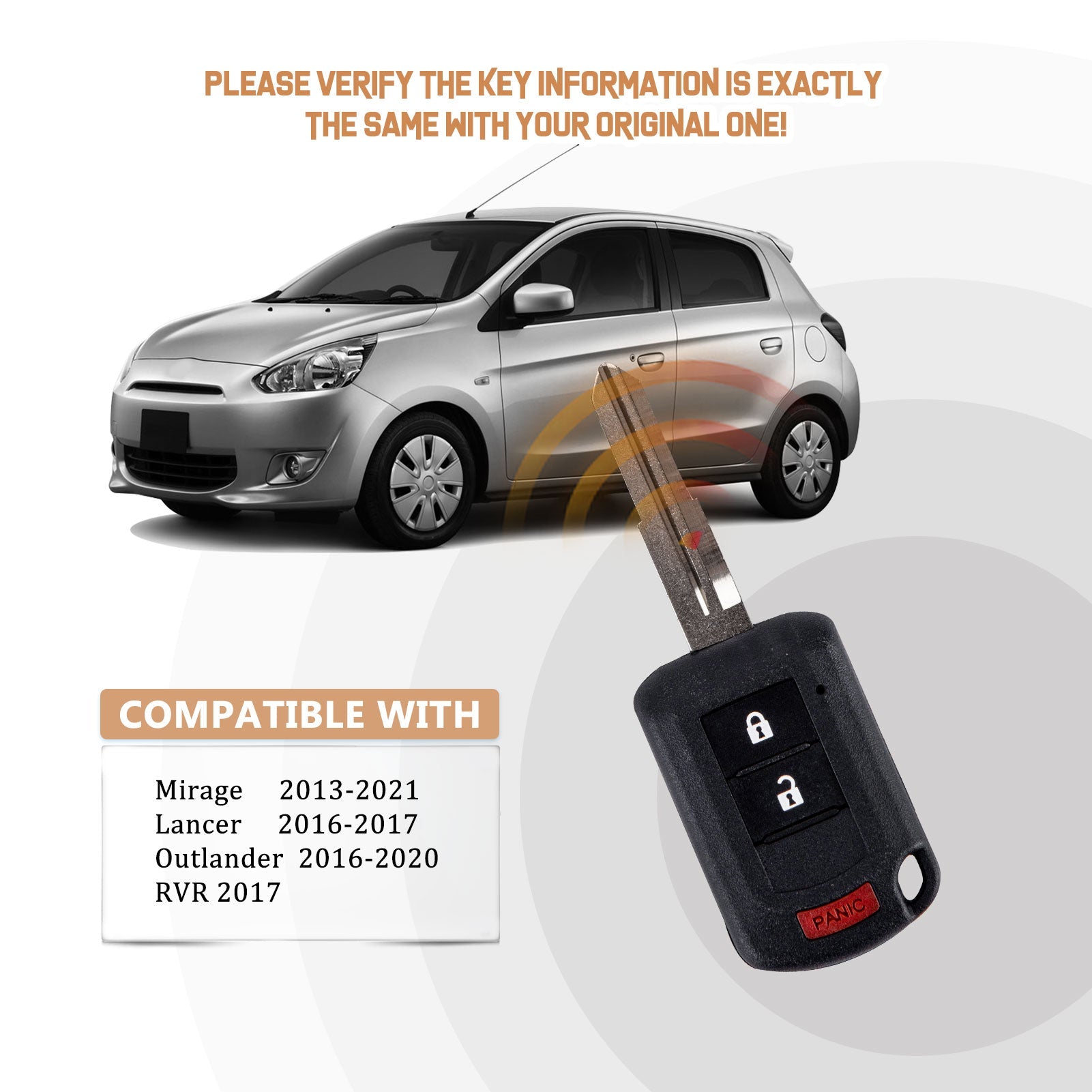 New Keyless Entry Replacement Car Key Fob for Mirage Lancer Outlander with FCC ID: OUCJ166N P/N:850G-J166N Frequency:315Mhz CHIP:ID46 G3SD(10)