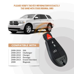 Replacement Car Key Fob for D0DGE Charger with FCC ID: IYZ-C01C or M3N5WY783X 433Mhz KR-D4RAV10