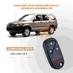 Brand New Car Key Fob Replacement for 2002/2003/2004 H0NDA CR-V with FCC ID: OUCG8D-344H-A H4RA