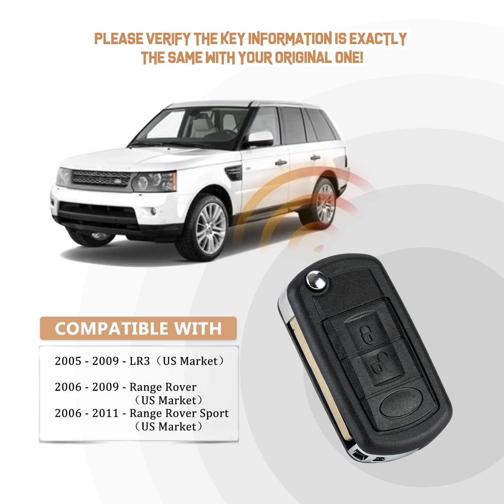 Car Key Replacement for 2005 2006 2007 2008 2009 Land ROVER LR3 Range Rover Sport with FCC ID: NT8-15K6014CFFTXA 315MHZ Chip Id: PCF7941 Keyway Ilco: HU101 KR-L3SDV10