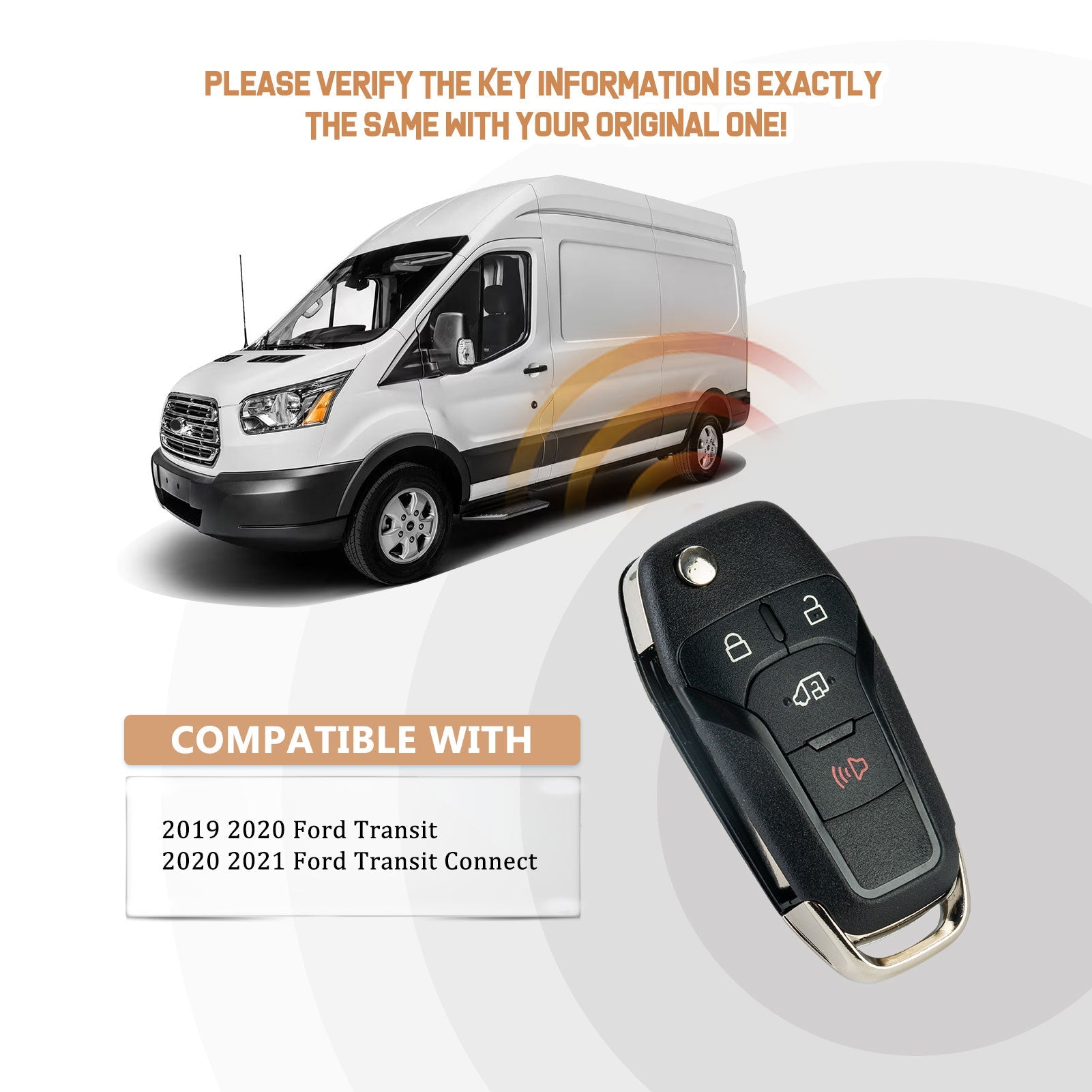 Replacement for Ford Transit Connect 2019 2020 2021 with FCC ID: N5F-A08TAA P/N: 164-R8236 315MHz KR-F4SJV05