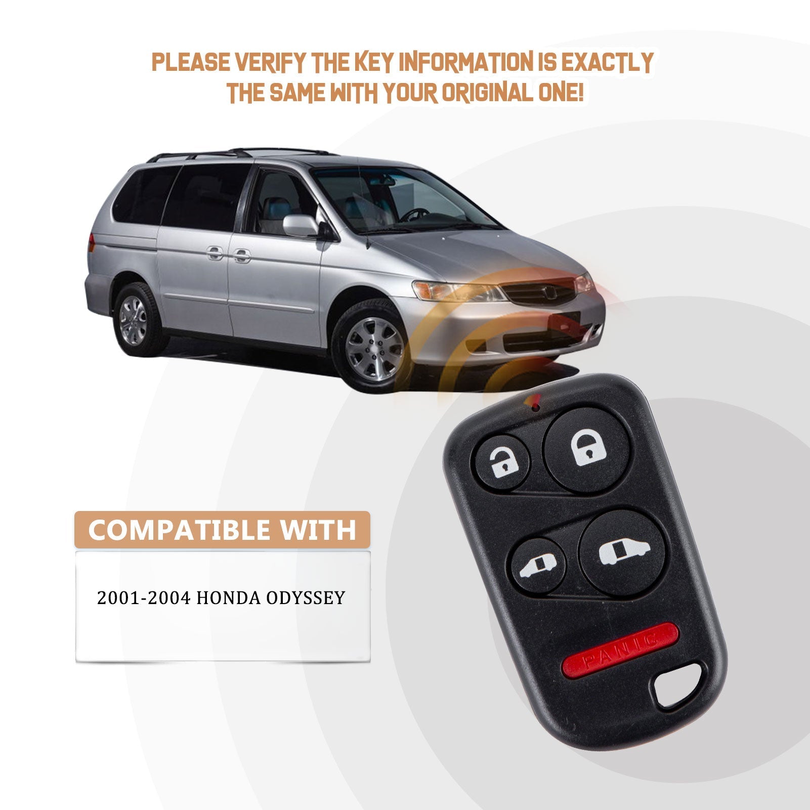 New Keyless Entry Replacement Car Key Fob for 2001/2002/2003/2004 Odyssey with FCC ID:OUCG8D-440H-A H4RF(10)