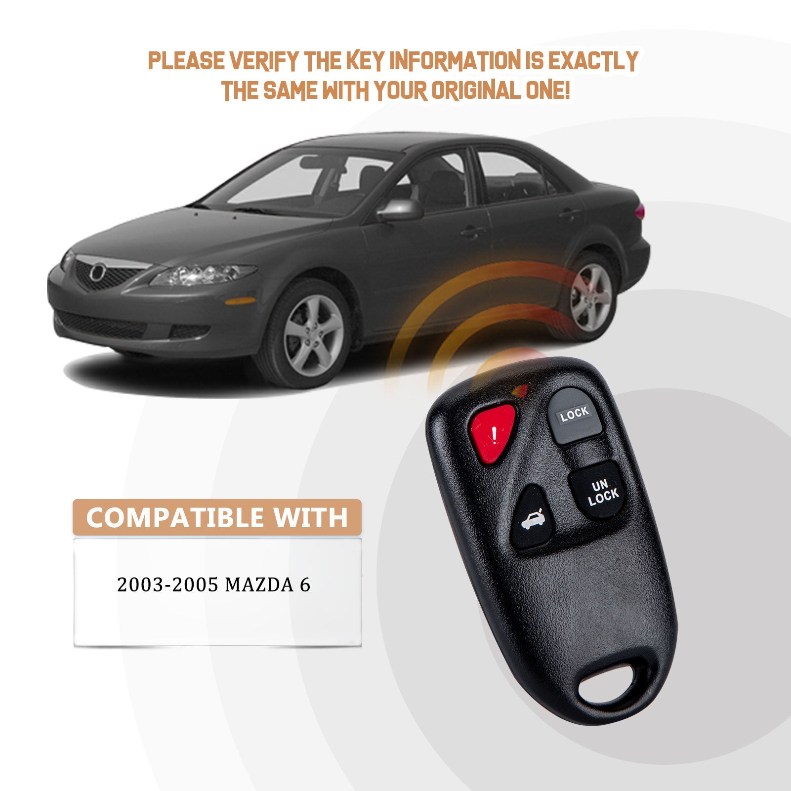 New Keyless Entry Replacement Car Key Fob for 2003/2004/2005 Mzda with FCC ID:KPU41805 4238A-12076 M4RA(5)