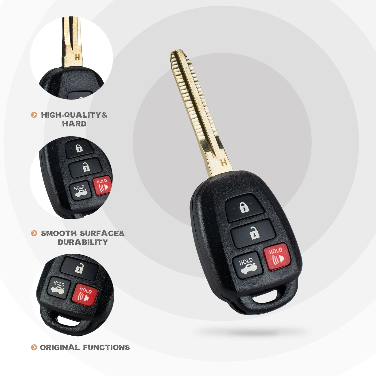 New Keyless Entry Replacement Car Key Fob for 2014/2015/2016/2017 Corolla ONLY H Chip with FCC ID:HYQ12BEL T4SH